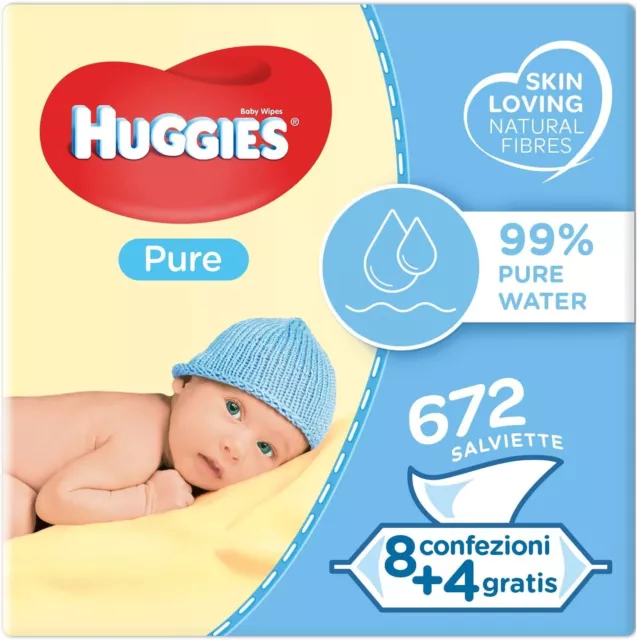 Huggies Pure Salviette Umidificate per Bambini, 672 Salviette