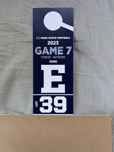 Penn State parking pass --Rutgers Lot 39