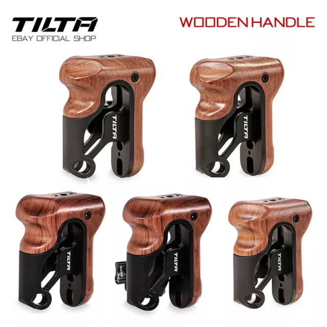 Tilta Wooden Handle Right Side NATO Rail Grip+Attachment For DSLR Cam Cage Rig