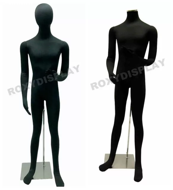 Male full body Poseable Mannequin Black jersey covered body form #JF-M02SOFTX