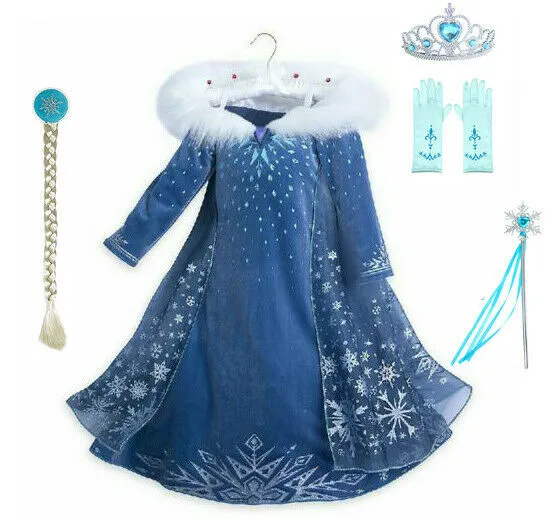 Girls 2019 Frozen 2 Princess Elsa Fancy Dress Up Cosplay Costume Party Outfit