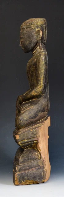 17th - 18th Century, Shan, Antique Burmese Wooden Seated Buddha 8