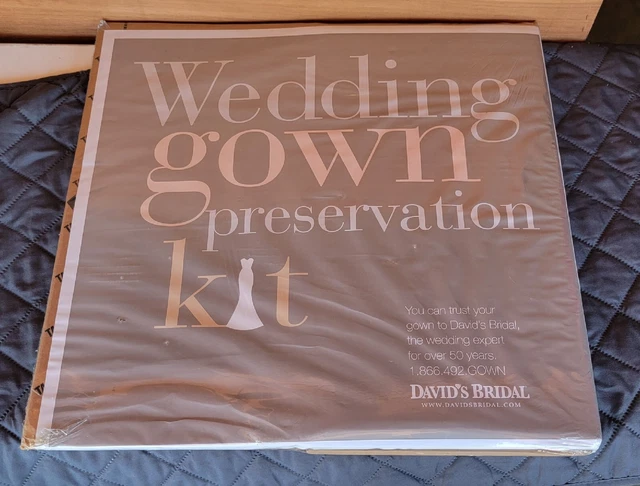 New David's Bridal Wedding Gown Preservation Box Kit Dress Storage Retail $189