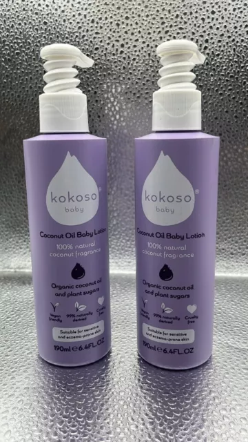 2 X Kokoso Baby Organic Coconut Oil Lotion – Natural Coconut Fragrance Baby