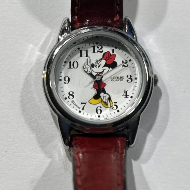 Lorus Minnie Mouse Quartz Women's Watch Original Leather Band For Parts.