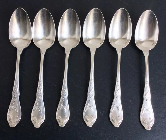 Boulenger modèle Cacao, Art Nouveau, 12 fourchettes à huitres en métal