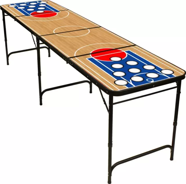 8' Folding Beer Pong Table with Bottle Opener, Ball Rack and 6 Pong Balls - B...