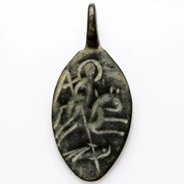 Stunning Byzantine bronze Christian pendant Saint George-descriptions-THE HOME