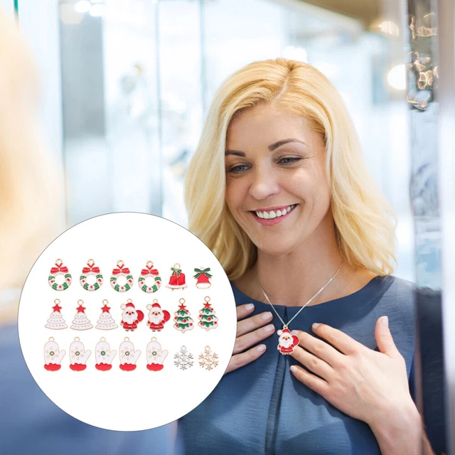 20 Pcs Anhänger Mini-Kranz-Anhänger Lose Perle Halskette Weihnachtsdeko