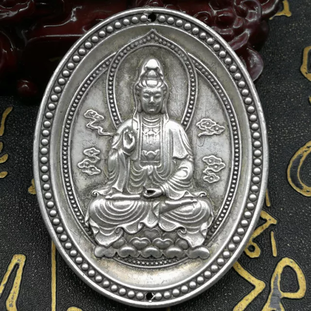 Collect Chinese Tibet Silver Exquisite Kwan-yin Buddha goddess Pendant Amulet