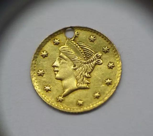 Cal California Gold 1/4 Fractional Dollar Round Coin 20k Gold  .262 Grams - B615