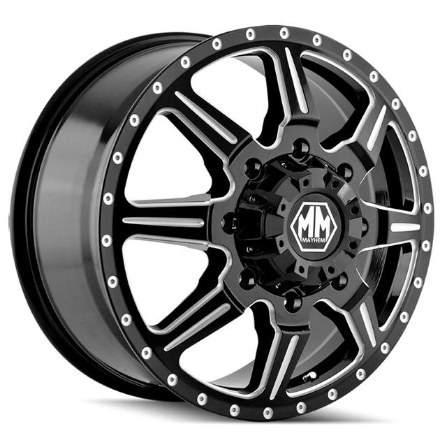 Mayhem 8101 Monstir Dually Front 22x8.25 8x210 Black/Milled Wheel Rim 22" Inch