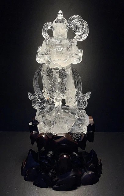 Chinese Exquisite Handmade Skanda Bodhisattva Carving Natural Crystal Statue
