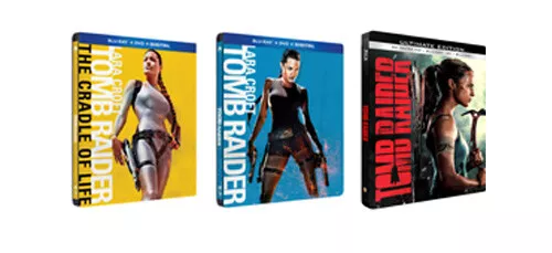 Lot Coffrets Tomb Raider l'intégrale Steelbook Blu-ray 4k 3D DVD édition limitée