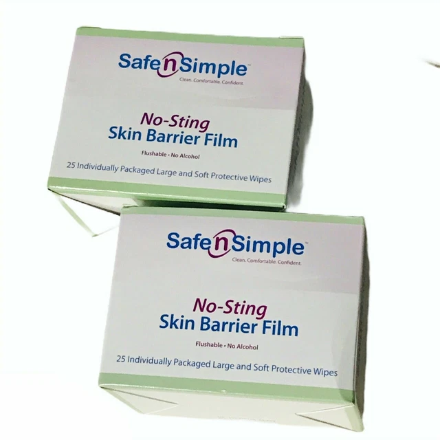 LOT OF 2 Safe n' Simple Skin Barrier NoSting Wipes, NoSting Skin