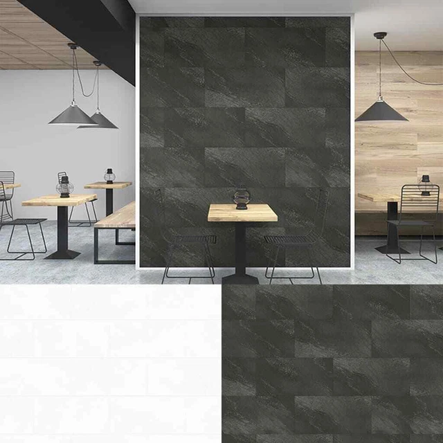 Grosfillex 5 x piastrelle da parete pietra 45 x 90 cm pannelli da parete pannelli bianco/grigio scuro grandi