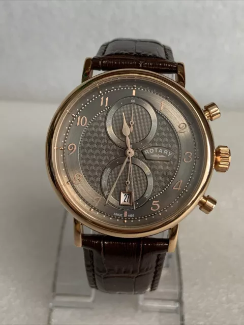 Rotary Mens Brown Leather Strap Chronograph Watch. GS03103/20.