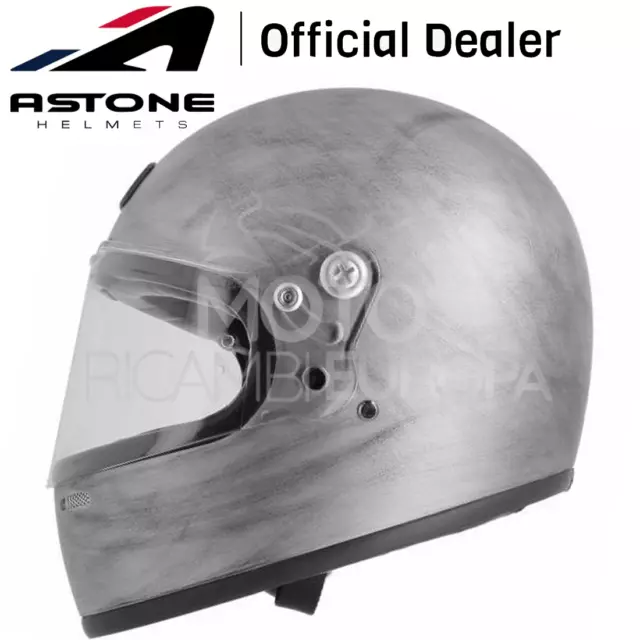 Casco Moto Integrale Fibra Di Vetro Vintage Astone Dirty Grey Gt Retro Full Face