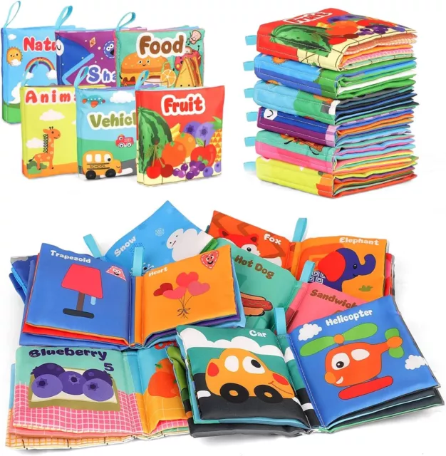 6 Pcs Baby Books 0-36 months Soft Cloth Books for Babies Early Educational Book