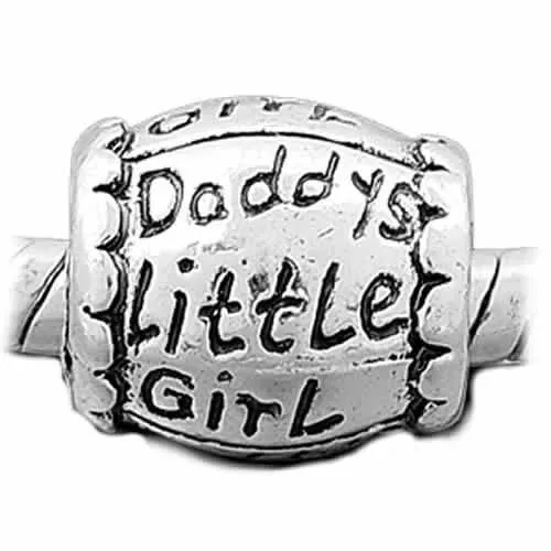 "Daddy's Little Girl" Silver Charm for European Snake Chain Bracelets