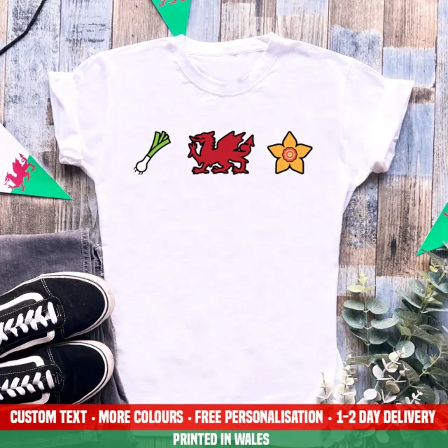 Ladies Welsh Symbols T-shirt Rugby 6 Six Wales Cymru Daffodil Nations Gift Top