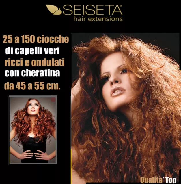 SEISETA EURO SOCAP Hair Extension 25 Ciocche naturali Ricce Cheratina 45 cm