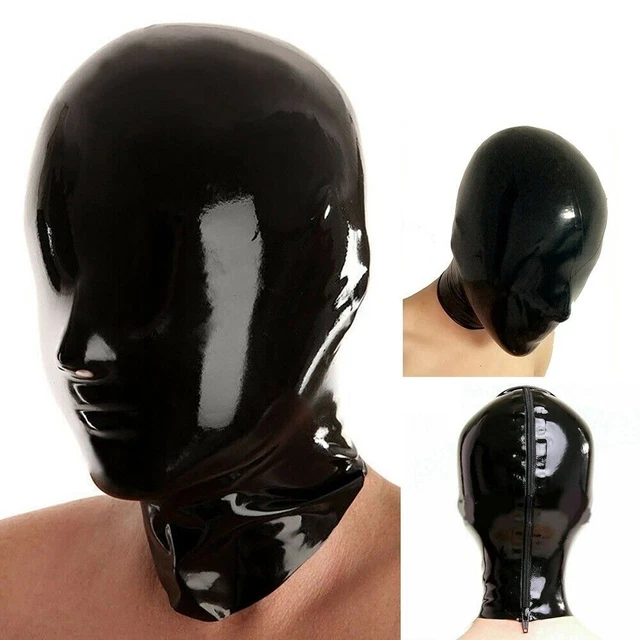 LATEX HOOD FULL Enclosure Rubber Mask Back Zipper Catsuit Wear Costume latex-hood-full-enclosure-rubber-mask-back-zipper-catsuit-wear-costume