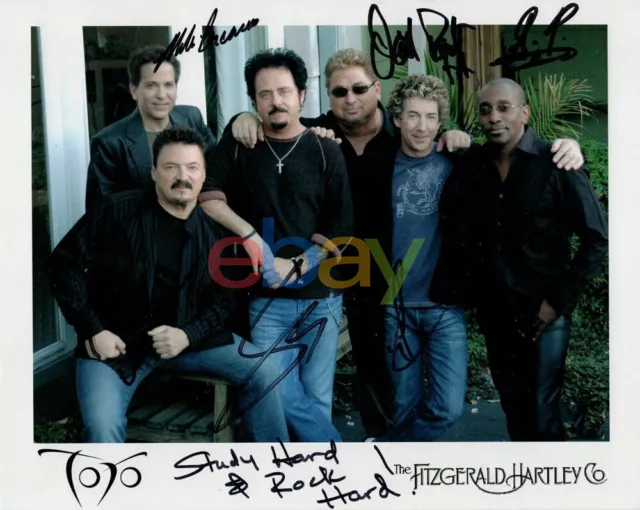 TOTO SIGNED 8x10 COLOR GROUP PHOTO ALL SIGNED ROCK LEGENDS reprint