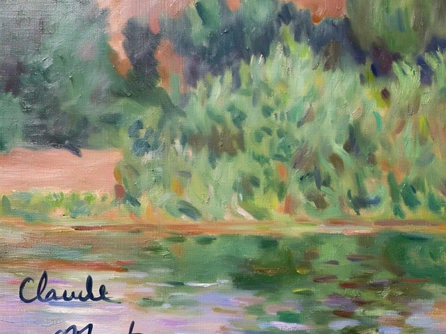 TABLEAU HUILE TOILE d'artiste Claude Monet signé estampillé main ...