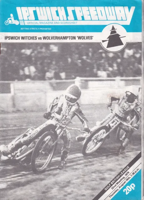 Vintage Speedway Programmes - Ipswich Witches vs Wolverhampton Wolves Aug 1979