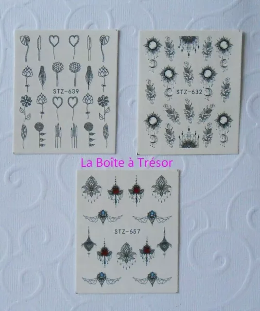 LOT DE 2 Planches de Stickers pour Ongles AU CHOIX Patch nails art 24  stickers EUR 3,99 - PicClick FR