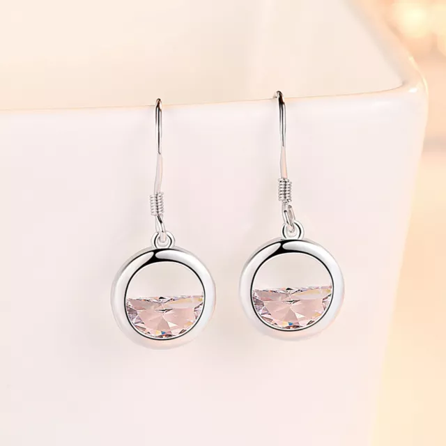 Lake Circle Drop Hoop Dangle Hook Earrings 925 Sterling Silver Womens Jewellery