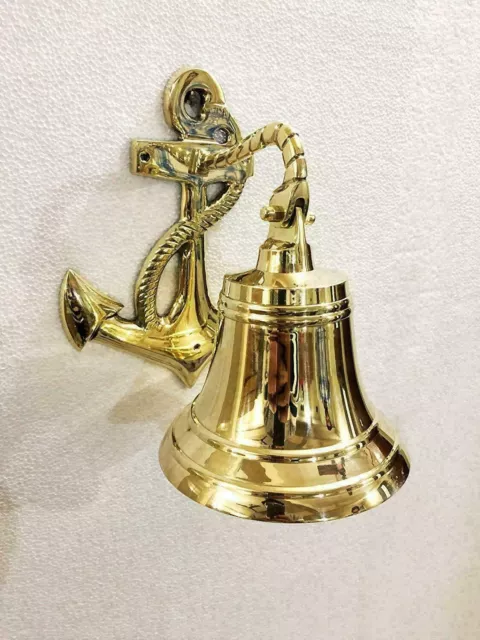 Bell Solid Brass Anchor Ship Nautical Wall Decor Maritime Door Solid Hanging