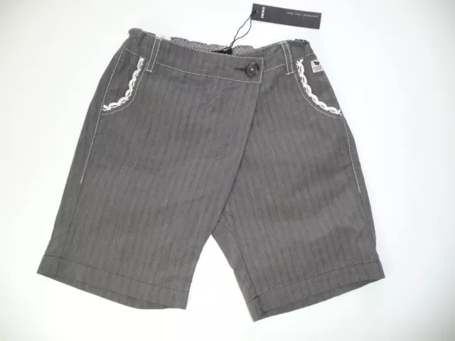 Ikks Short Gris Effet Portefeuille Poches Bordées De Dentelle Blanche 8 Ans Neuf