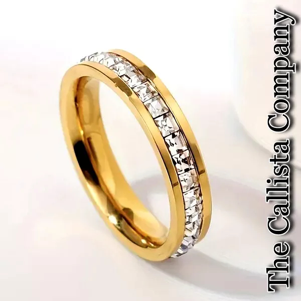 The Callista Co Lab-Created Sq Cut Clear 3A+Cz 18K Yellow Gold Ring Sz 5,6,7,8,9