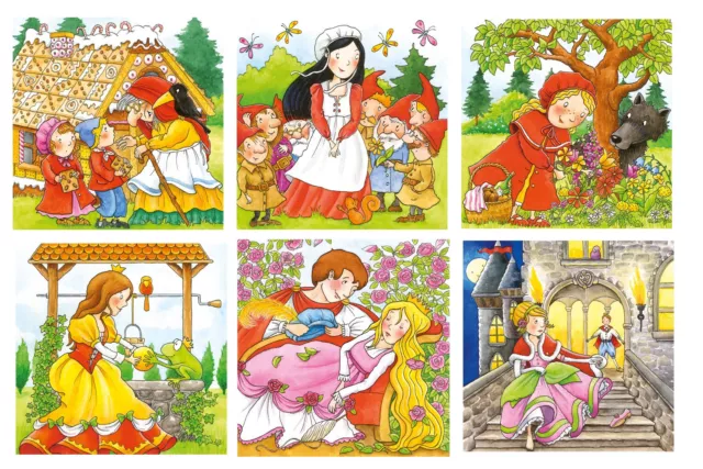 Puzzle a cubo FIABE puzzle a fiaba puzzle in legno Cappuccetto Rosso Cenerentola ecc. NUOVO 2