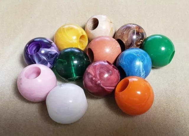 12 Vintage 1  1/8 Plastic Round Beads Macrame Craft Supplies You Choose Color