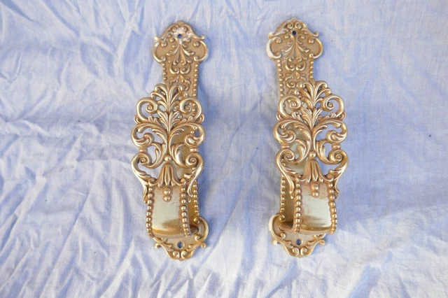 Vintage Pair Curtain Tie Back/Drape Overs Gilt Brass Italian Mid To Late Century 3