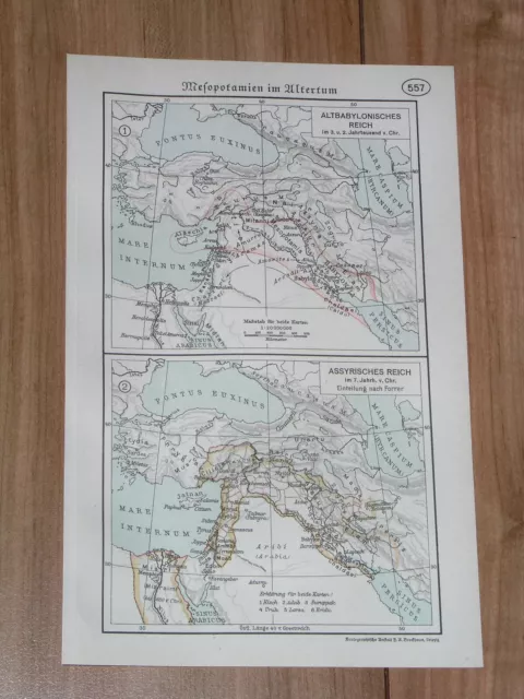 1938 Vintage Map Ancient Mesopotamia Assyria Neo-Babylonian Empire Persia