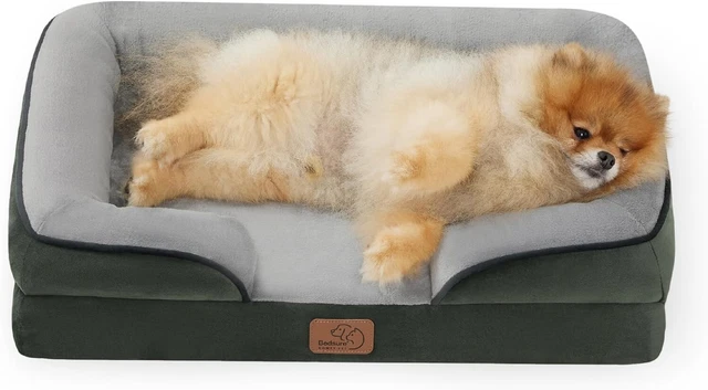 Small Orthopedic Dog Bed - Washable Bolster Dog Sofa Beds , Dark Green