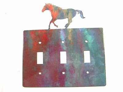 Running Horse Triple Light Cover Plate Steel Images Made USA 42415d