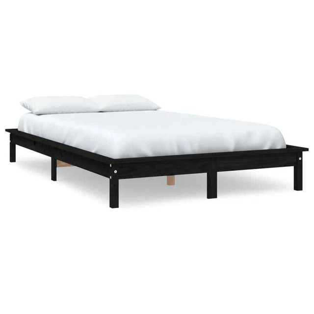 BED FRAME WITHOUT Mattress Black Small Double Solid Wood £83.03