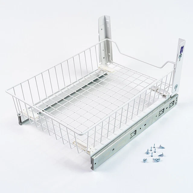 Simple Houseware Stapelbare Korbschublade 2-stufig - Weiß - Ohne Bohren - Für Schrank & Regal