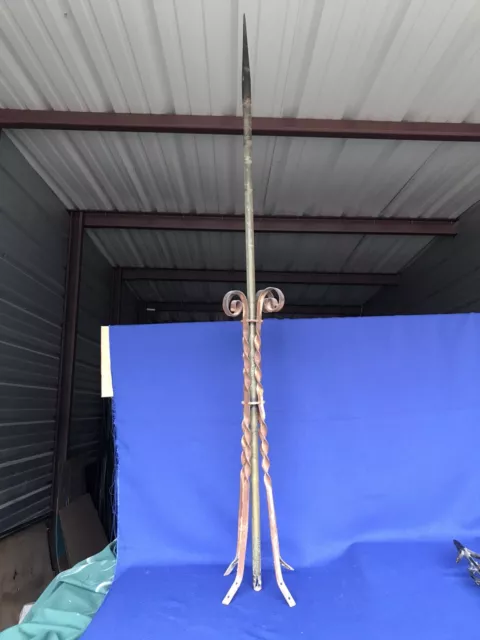 ⛈ Antique Scroll Gothic Lightning Rod Stand With Copper Rod For Ball Display ⛈