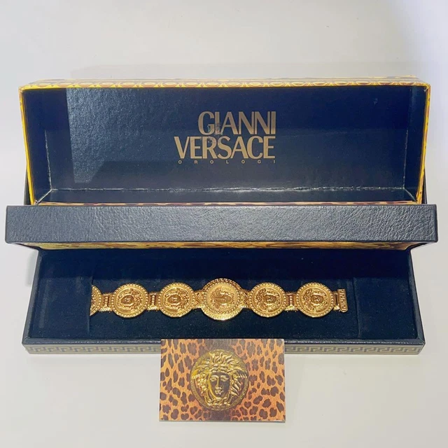 Versace Vintage Coin Watch Swiss Gold Plated G10 Medusa Dial 30mm Case With Box Versace Vintage Coin Watch Swiss Gold Plated G10 Medusa Dial 30mm Case With Box