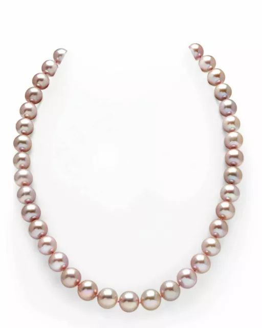 18 inch  AAAA south sea 9-10mm purple pearl Necklace 14K Yellow Gold clasp