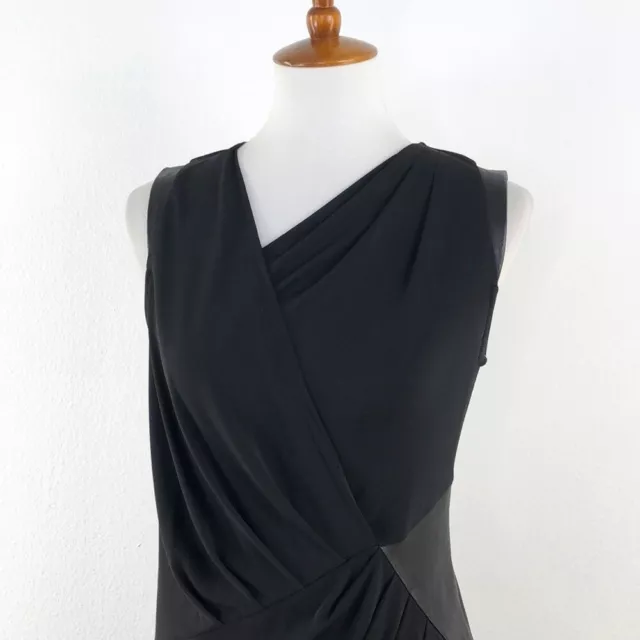 DKNY Black Sleeveless Draped Front Midi Dress sz S 2