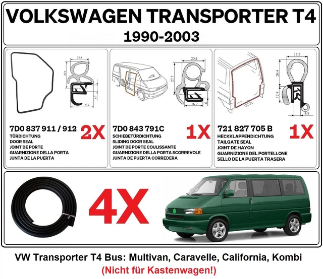 Kit Joints De Porte Pour VW Transporter T4 – Portes, Hayon, Porte Coulissante, Caoutchouc EPDM