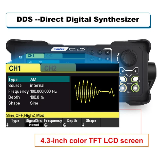 Signal Waveform Arb Digital Generator Frequency Meter DDS Function 2CH 300MSa/s