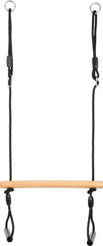 GOLDGE Balançoire trapézoïdale en bois avec anneaux de gymnastique en plastique pour enfants - Charge maximale : 120 kg - Autocollant dinosaure - Réglable - Pour enfants - Pour l'extérieur et